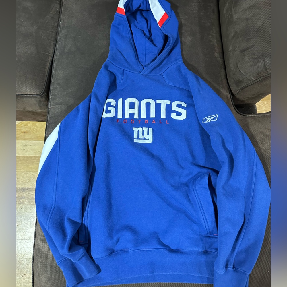 Mens Reebok New York Giants Blue & Red Hoodie